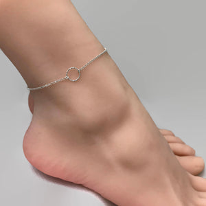 Sterling Silver Karma Ring Anklet - Tiny Circle Anklet, Sterling Silver Anklet, Eternity Anklet, Karma ring, Ankle bracelet, Eternity ring