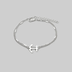 Delicate Sterling Silver Double Chain Anchor Bracelet, Adjustable bracelet