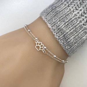 Sterling Silver Paw Bracelet, Silver bracelet, Tiny Paw Bracelet, Paw jewelry