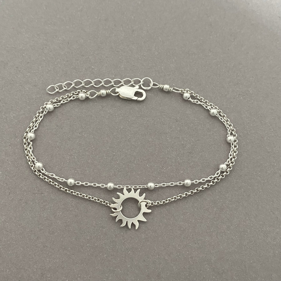 Sterling Silver Double Chain Sun Bracelet