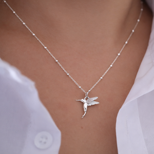Sterling Silver Hummingbird Necklace - Nature Jewellery - JewelleryByZM 