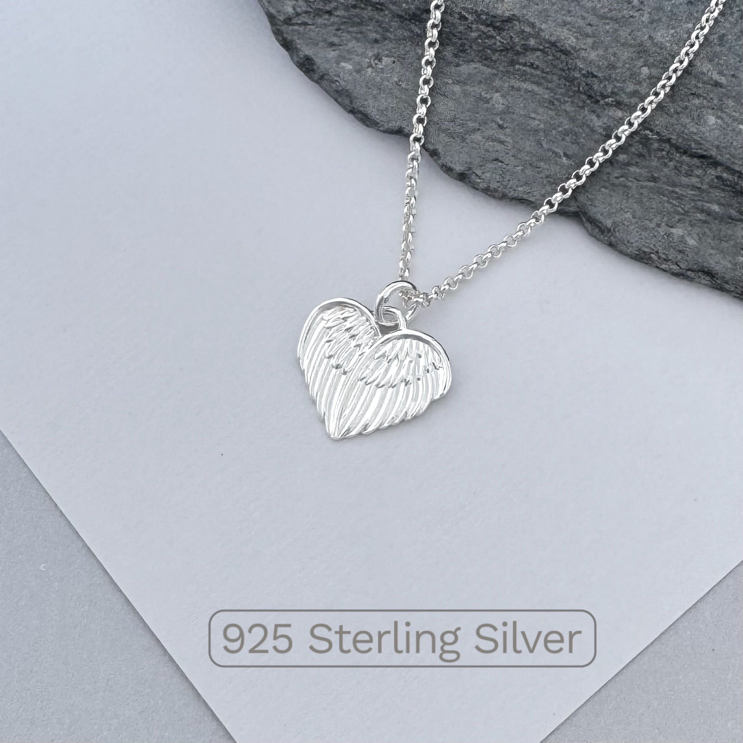 Elegant Sterling Silver Angel Wings Heart Pendant Necklace - Sentimental Gift for Guardian, Sister, Friend - JewelleryByZM 
