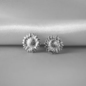 Sterling Silver Sunflower Stud Earrings | 925 Silver - JewelleryByZM 