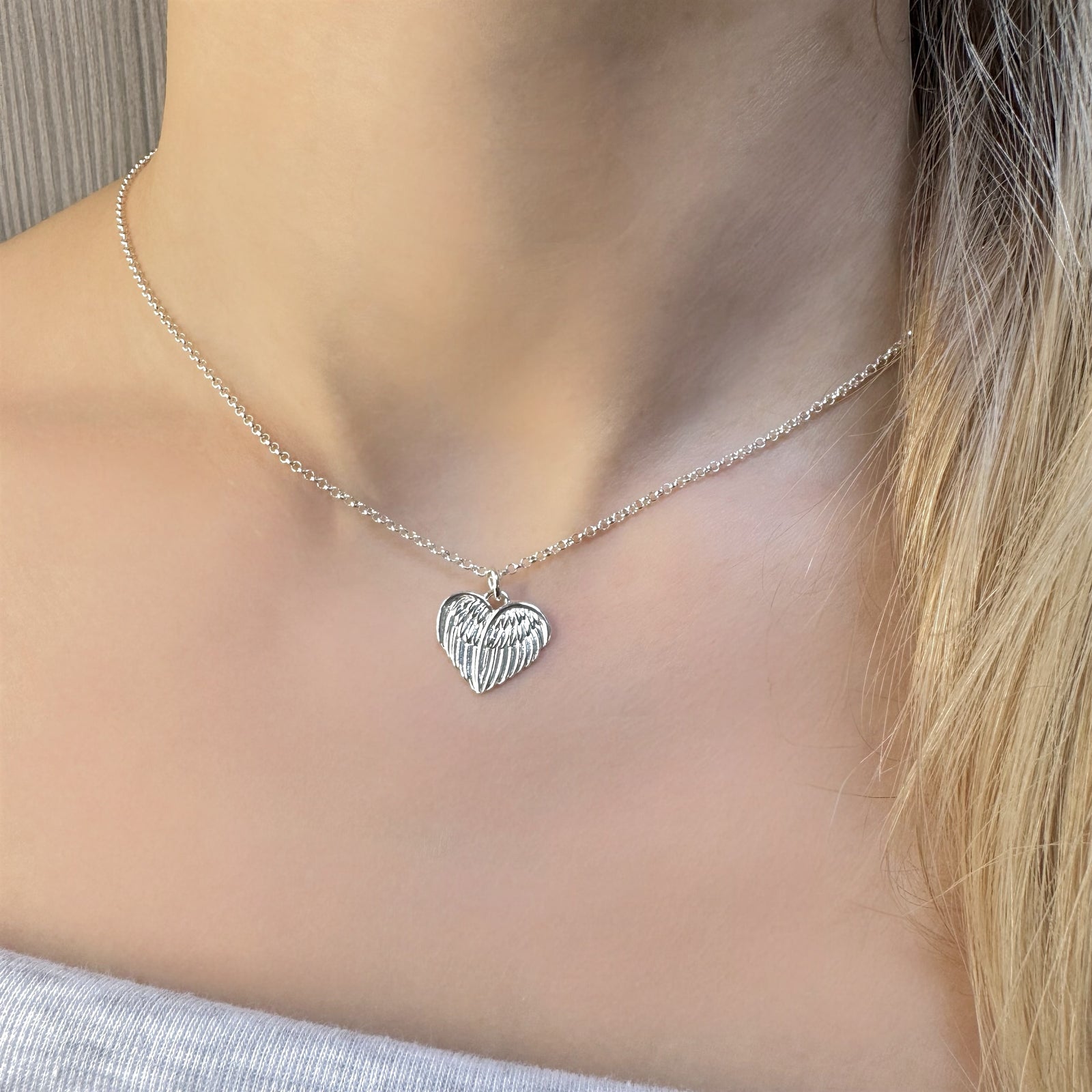 Elegant Sterling Silver Angel Wings Heart Pendant Necklace - Sentimental Gift for Guardian, Sister, Friend - JewelleryByZM 