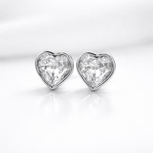 Sterling Silver Crystal Heart Stud Earrings - JewelleryByZM 