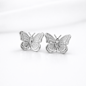 Butterfly Stud Earrings - 925 Sterling Silver - JewelleryByZM 