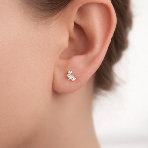 Sterling Silver Bunny Stud Earrings - Tiny Rabbit Earrings 925 Silver UK - JewelleryByZM 
