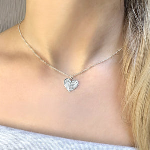 Elegant Sterling Silver Angel Wings Heart Pendant Necklace - Sentimental Gift for Guardian, Sister, Friend - JewelleryByZM 