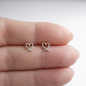Sterling Silver Heart Stud Earrings - JewelleryByZM 