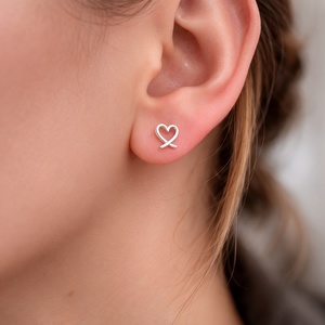 Sterling Silver Heart Stud Earrings - JewelleryByZM 