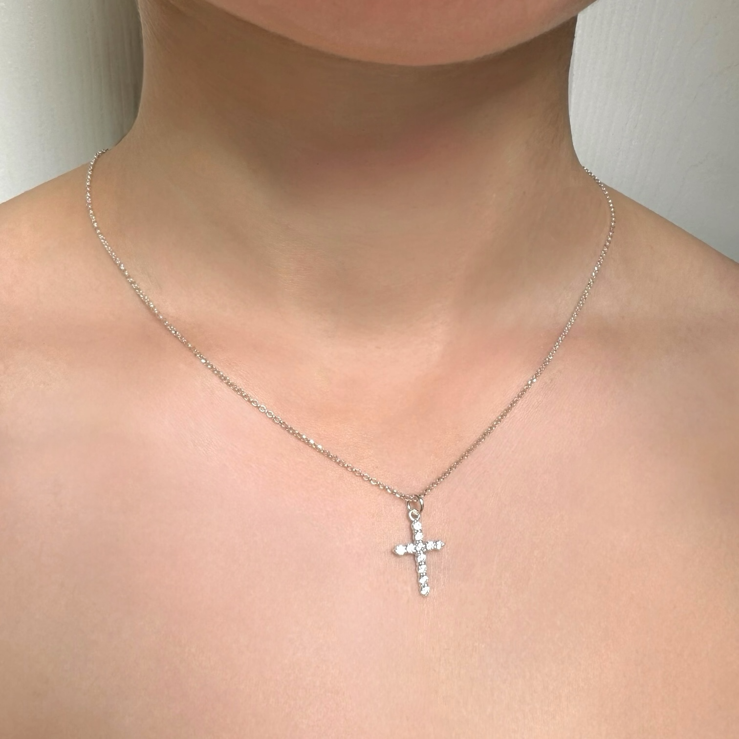 Sterling Silver Cross Necklace - CZ Religious Pendant - Faith Jewellery Gift for Her - Elegant Handmade Christian Necklace