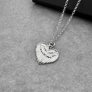 Elegant Sterling Silver Angel Wings Heart Pendant Necklace - Sentimental Gift for Guardian, Sister, Friend - JewelleryByZM 
