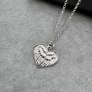 Elegant Sterling Silver Angel Wings Heart Pendant Necklace - Sentimental Gift for Guardian, Sister, Friend - JewelleryByZM 