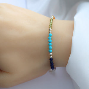 Dainty Sterling Silver 7 Chakra Gemstone Bracelet - JewelleryByZM 