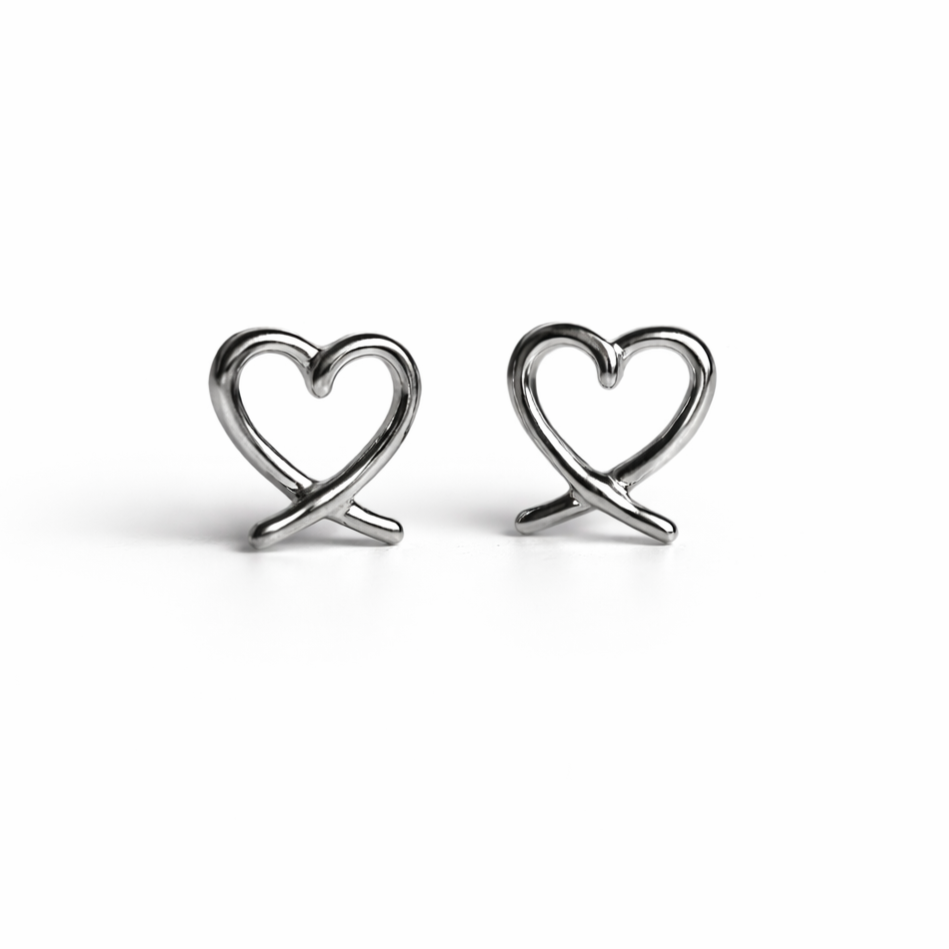 Sterling Silver Heart Stud Earrings - JewelleryByZM 