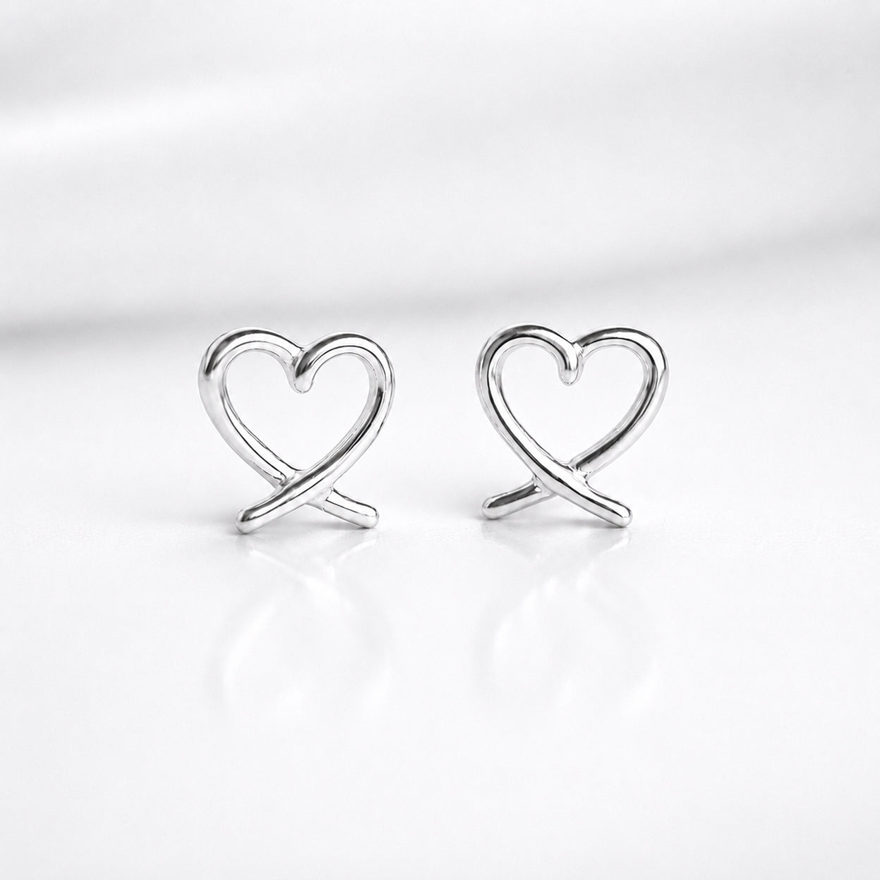 Sterling Silver Heart Stud Earrings