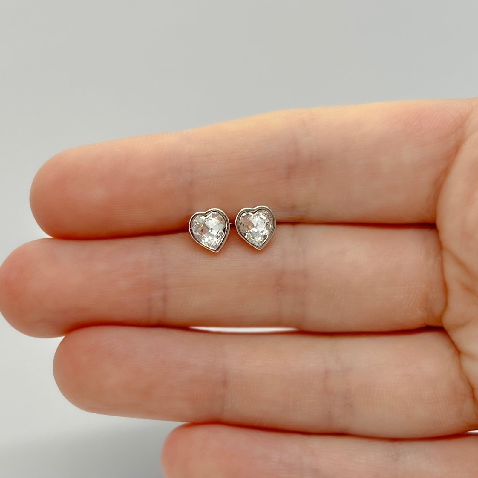 Sterling Silver Crystal heart earrings - JewelleryByZM 