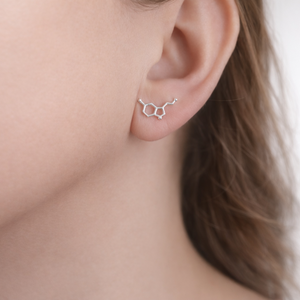 Sterling Silver Serotonin Post Earrings - Serotonin Molecule, Science Jewellery, Chemistry Jewellery - JewelleryByZM 