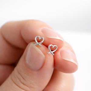Sterling Silver Heart Stud Earrings - JewelleryByZM 