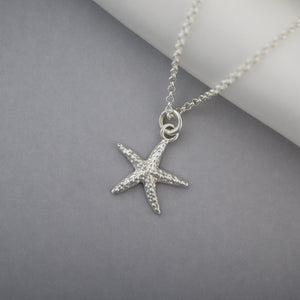 Sterling Silver Starfish Pendant Necklace - JewelleryByZM 