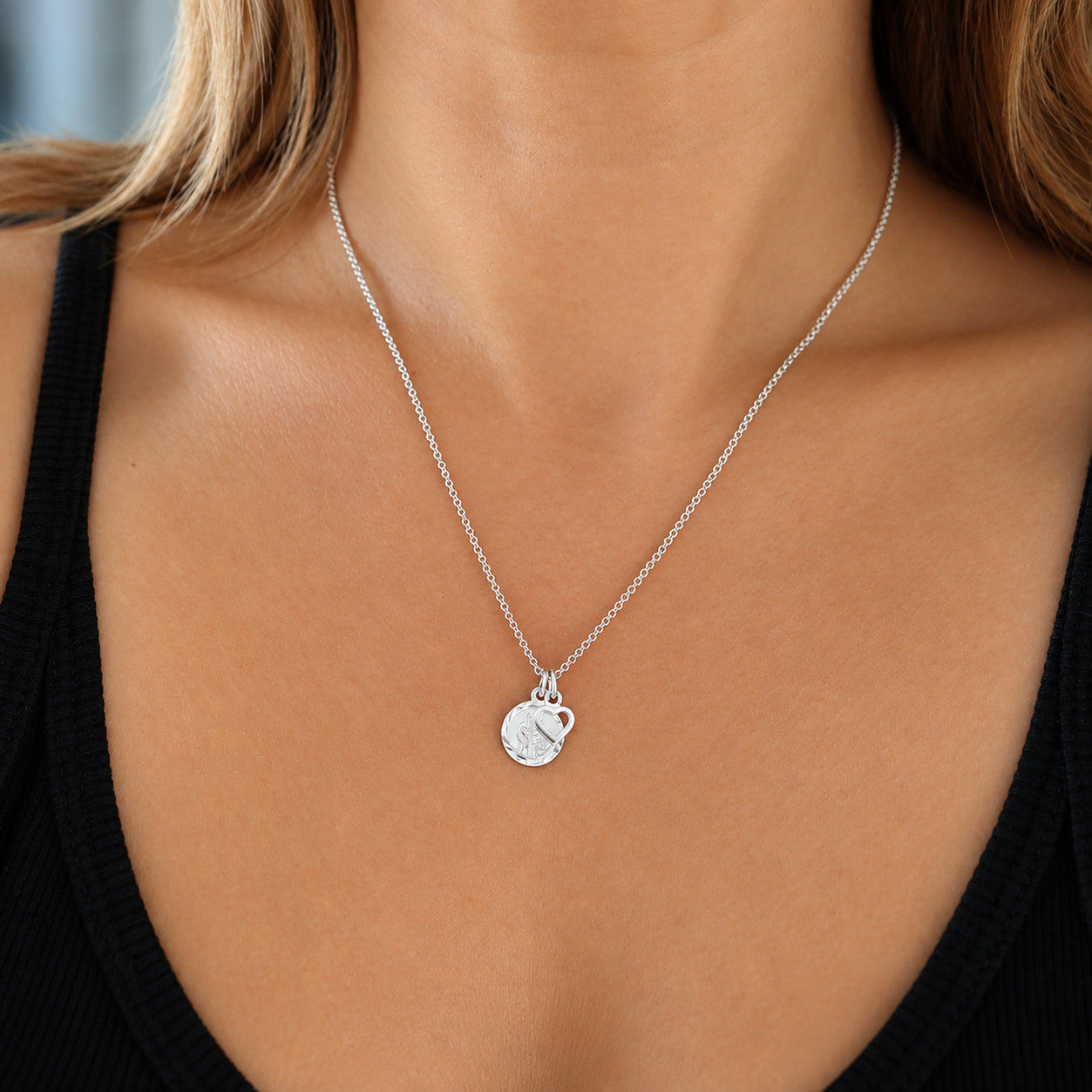 Sterling Silver St Christopher & Heart Necklace - Safe Travels Gift