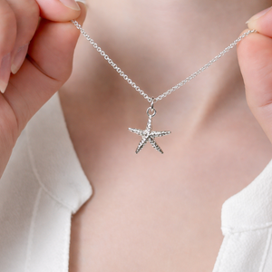 Sterling Silver Starfish Pendant Necklace - JewelleryByZM 