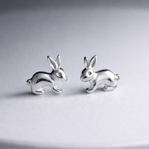 Sterling Silver Bunny Stud Earrings - Tiny Rabbit Earrings 925 Silver UK - JewelleryByZM 