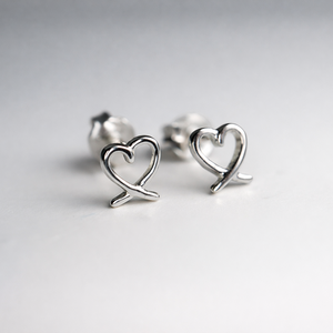Sterling Silver Heart Stud Earrings - JewelleryByZM 