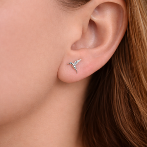 Sterling Silver Hummingbird Sud Earrings - 925 Silver Jewellery - JewelleryByZM 