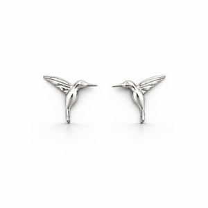 Sterling Silver Hummingbird Sud Earrings - 925 Silver Jewellery - JewelleryByZM 
