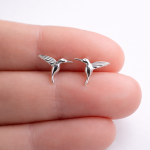 Sterling Silver Hummingbird Sud Earrings - 925 Silver Jewellery - JewelleryByZM 
