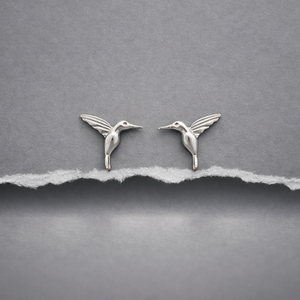 Sterling Silver Hummingbird Sud Earrings - 925 Silver Jewellery - JewelleryByZM 
