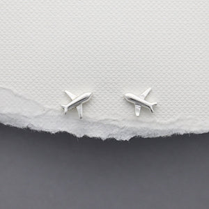 Sterling Silver Plane Stud Earrings | Travel Jewellery - JewelleryByZM 