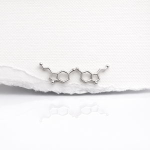 Sterling Silver Serotonin Post Earrings - Serotonin Molecule, Science Jewellery, Chemistry Jewellery - JewelleryByZM 