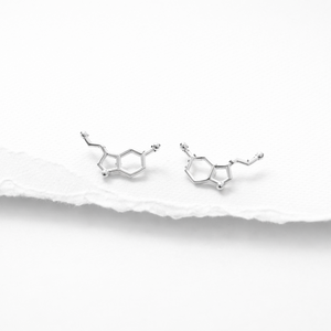 Sterling Silver Serotonin Post Earrings - Serotonin Molecule, Science Jewellery, Chemistry Jewellery - JewelleryByZM 