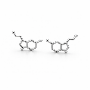 Sterling Silver Serotonin Post Earrings - Serotonin Molecule, Science Jewellery, Chemistry Jewellery - JewelleryByZM 