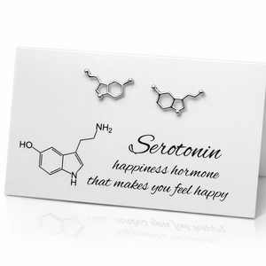 Sterling Silver Serotonin Post Earrings - Serotonin Molecule, Science Jewellery, Chemistry Jewellery - JewelleryByZM 