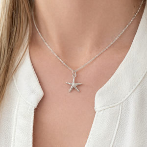 Sterling Silver Starfish Pendant Necklace - JewelleryByZM 
