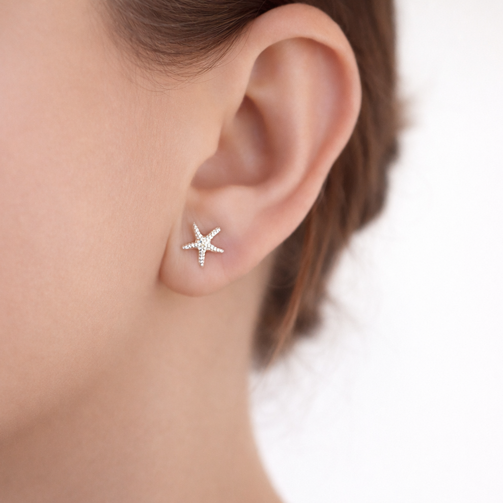 Sterling Silver Starfish Stud Earrings - 925 Sterling Silver - JewelleryByZM 