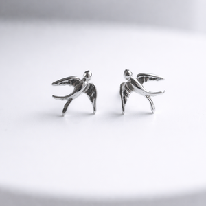 Sterling Silver Swallow Bird Sud Earrings - 925 Silver Jewellery - JewelleryByZM 