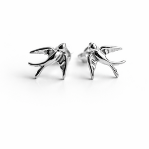 Sterling Silver Swallow Bird Sud Earrings - 925 Silver Jewellery - JewelleryByZM 