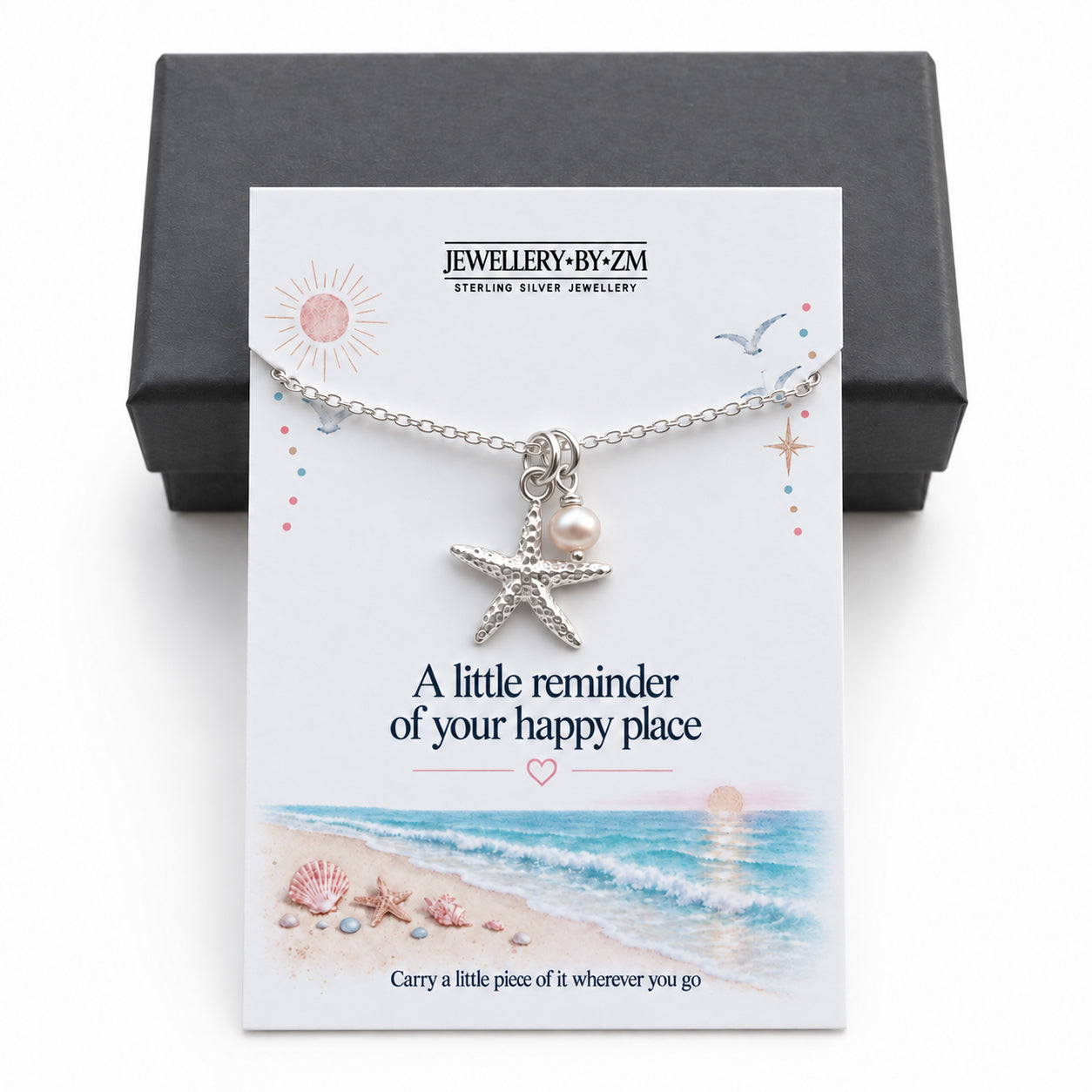 Sterling Silver Starfish Necklace – Happy Place Gift