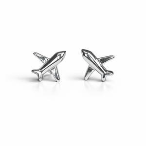 Sterling Silver Plane Earrings - Silver Airplane Stud - Travel Jewellery Gift - JewelleryByZM 