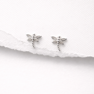 Sterling Silver Tiny Dragonfly Sud Earrings - 925 Silver Jewellery - JewelleryByZM 
