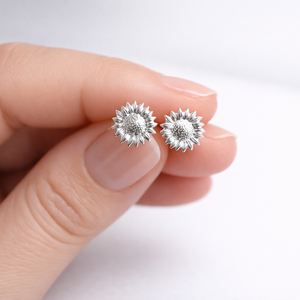 Sterling Silver Sunflower Stud Earrings | 925 Silver - JewelleryByZM 