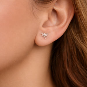 Sterling Silver Tiny Dragonfly Sud Earrings - 925 Silver Jewellery - JewelleryByZM 