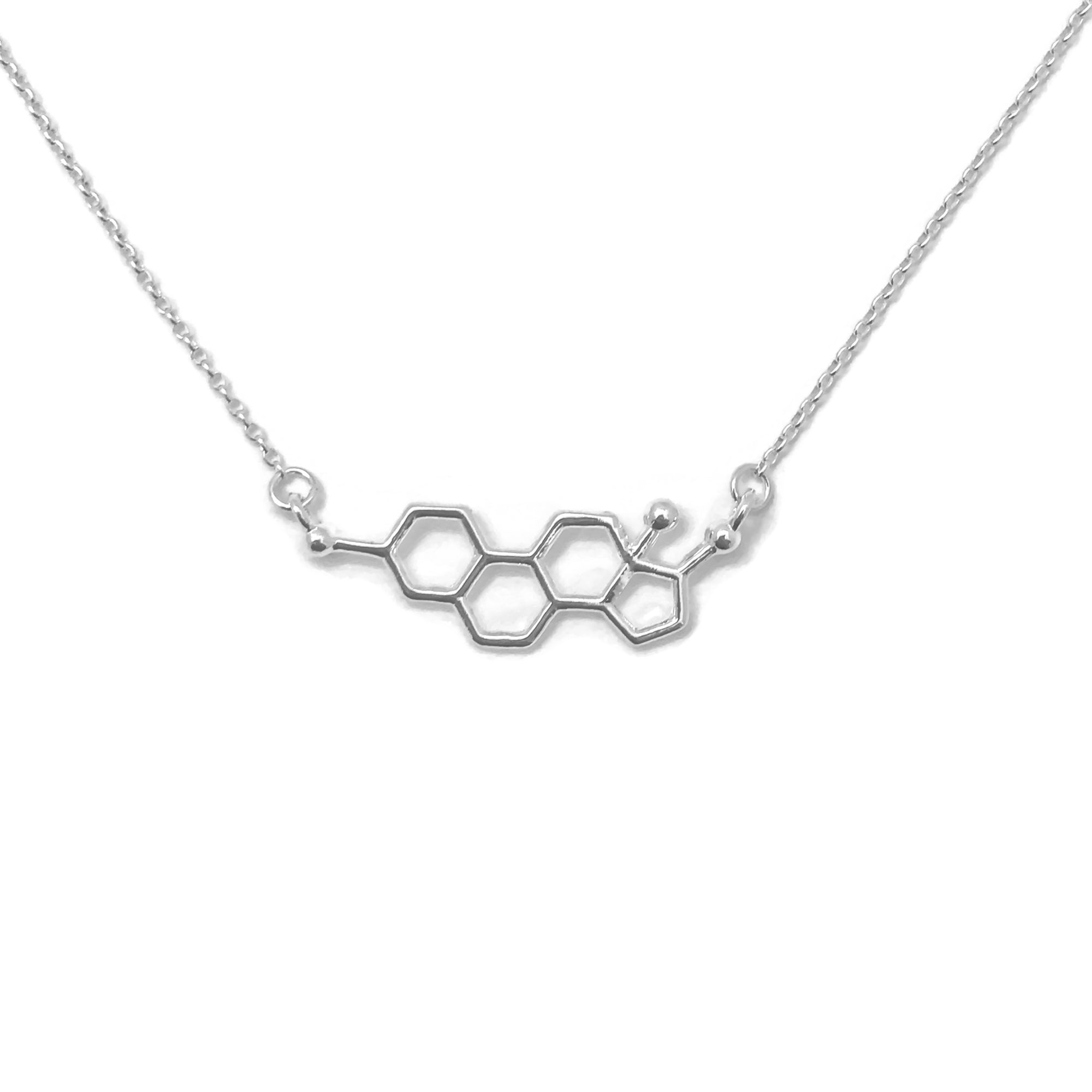 Sterling Silver Estrogen Necklace Estrogen Molecule Science Jewelle sterling-silver-estrogen-necklace-estrogen-molecule-science-jewelle