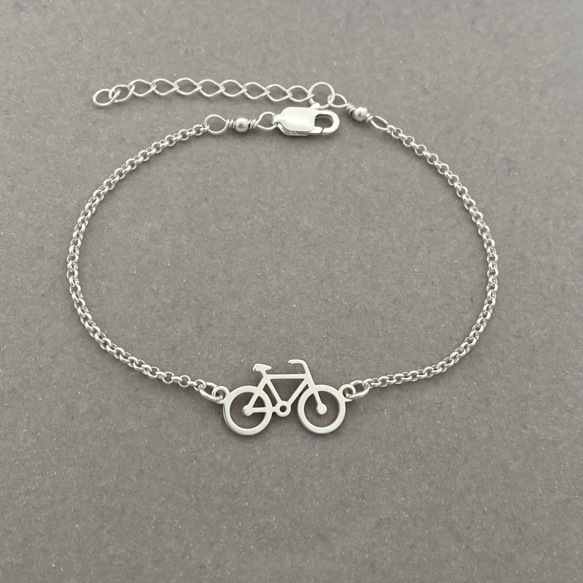 Sterling Silver Bicycle Bracelet, Bike bracelet, Adjustable bracelet, Travel jewellery gift, Silver bracelet