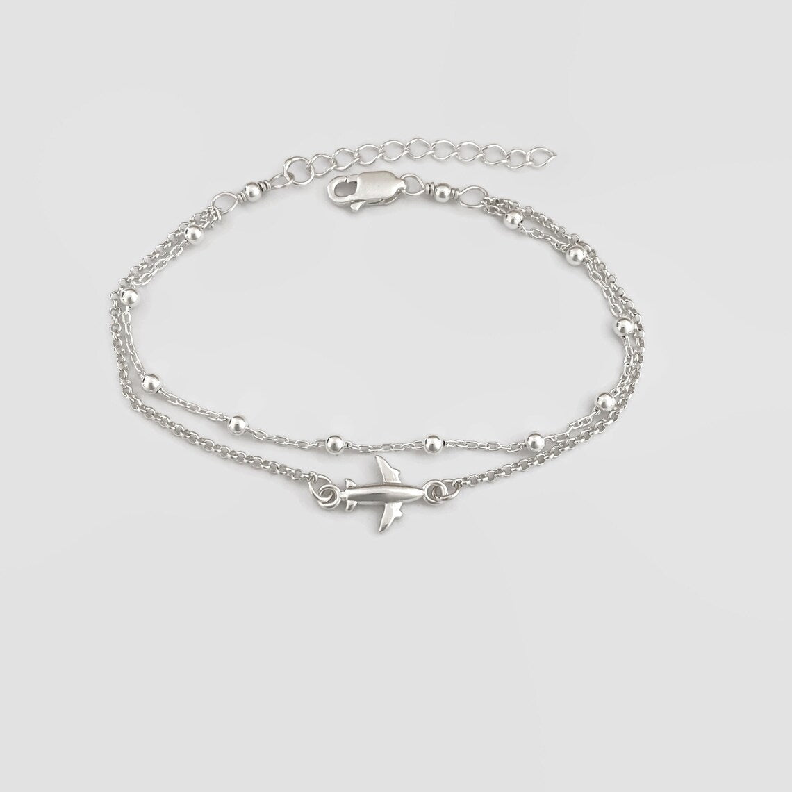 Sterling Silver Tiny Plane Bracelet, Layering Plane Bracelet, Travel Bracelet