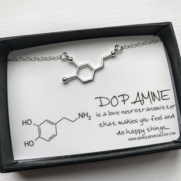 Serotonin Molecule Sterling Silver Neurotransmitter newest Necklace